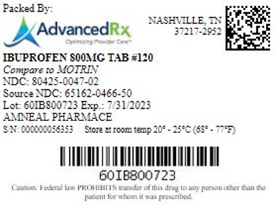 Ibuprofen 800mg Tab Qty 120 NDC 80425-0047.jpg Ibuprofen 800mg Tab Qty 120 NDC 80425 0047